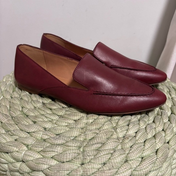 Madewell The Frances Skimmer in Pinot Noir Wine Red Leather Loafers Size 8.5 - Picture 2 of 11